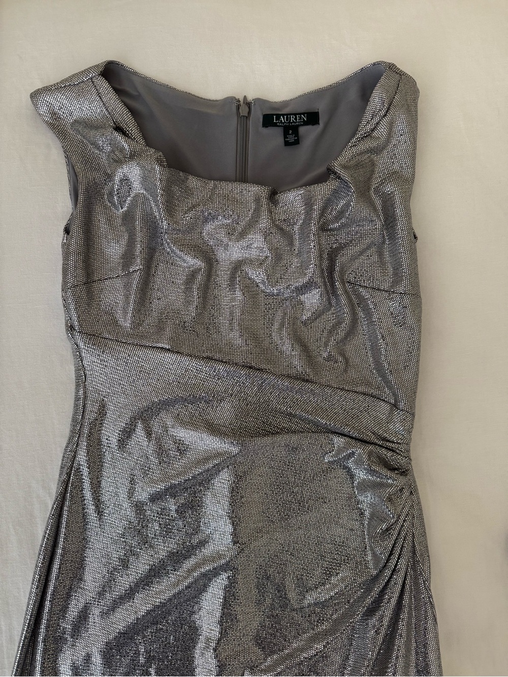 Lauren Ralph Lauren Silver Shimmer Midi Dress